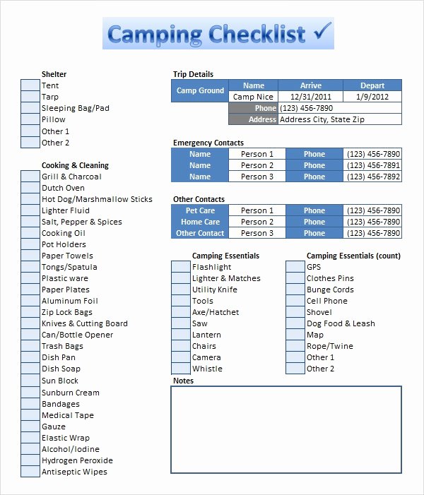 Campground Business Plan Template Awesome Free 8 Camping Checklist Samples In Google Docs