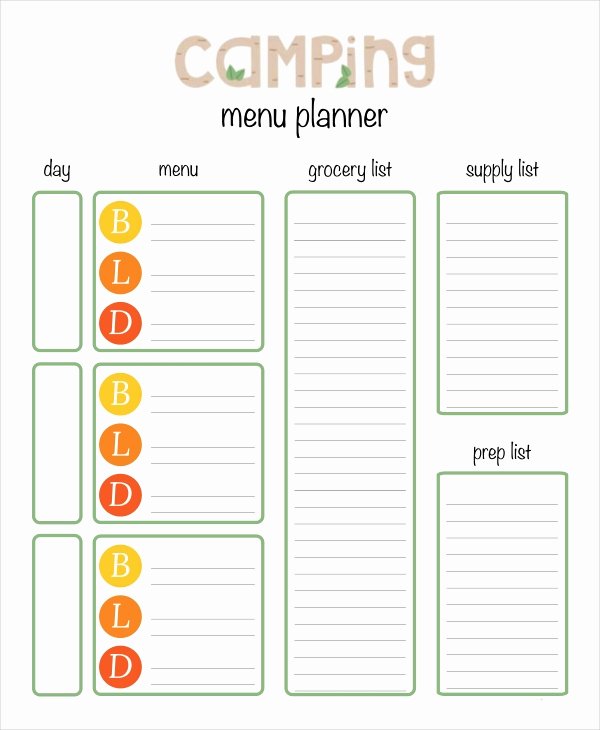 Campground Business Plan Template Fresh Meal Plan Template 22 Free Word Pdf Psd Vector