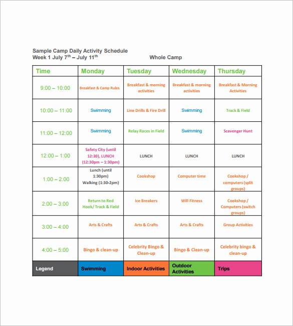 Campground Business Plan Template Unique 15 Camp Schedule Templates Pdf Doc