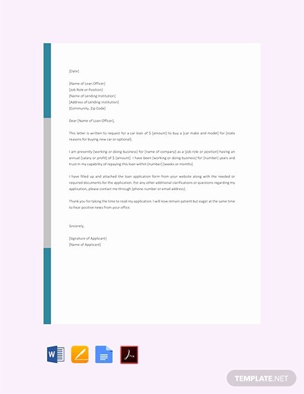 Car Loan Application form Template Elegant Free Loan Request Letter Template Download 1875 Letters