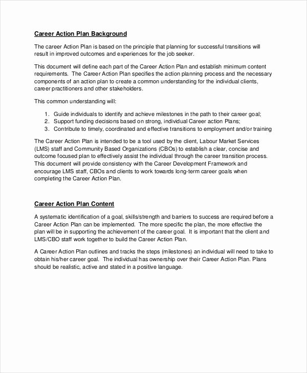 Career Action Plan Template Awesome Free 55 Action Plan Examples In Pdf Word