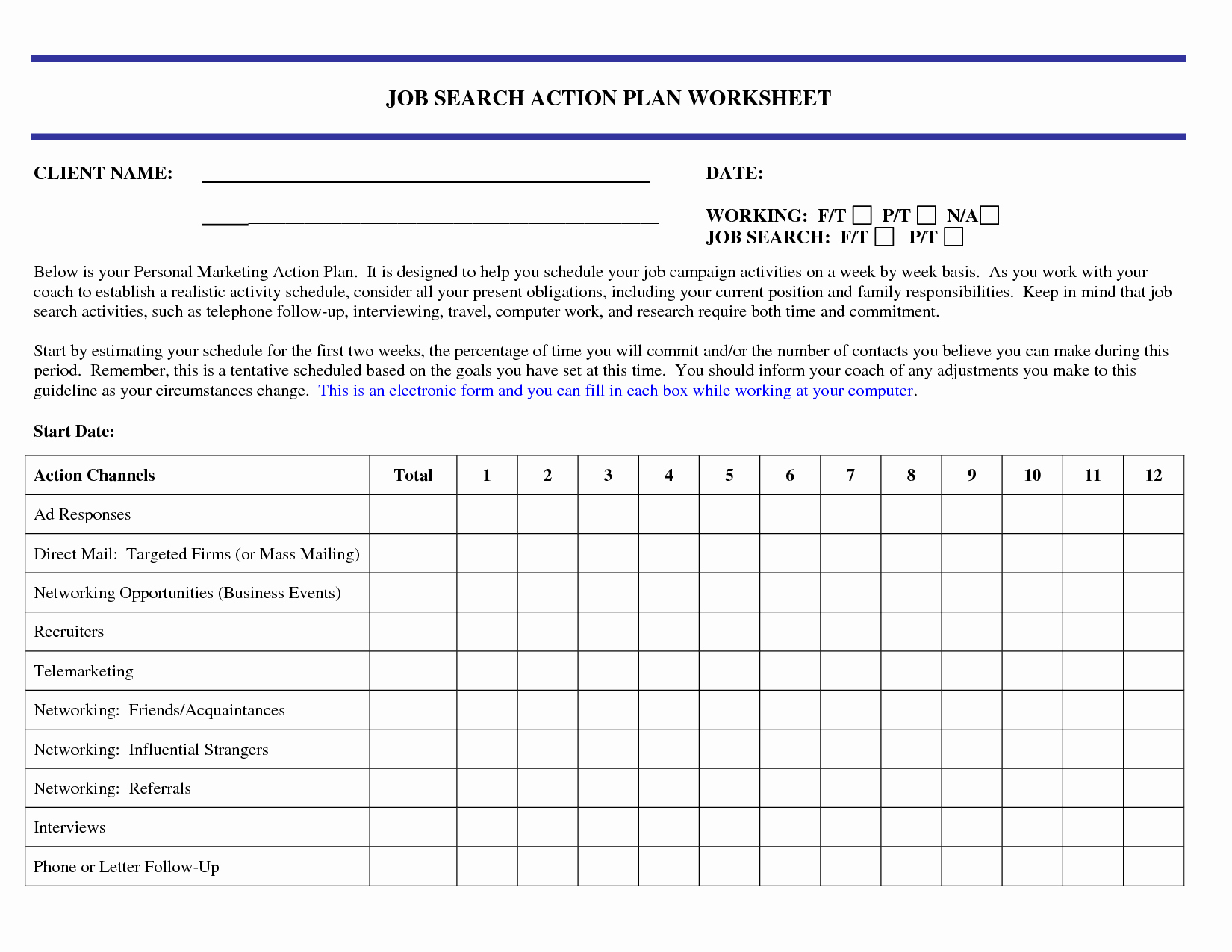 post action plan worksheet template