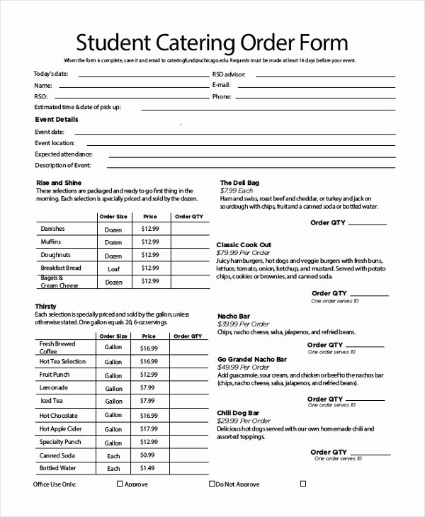 Catering event order form Template Beautiful Sample Catering order form 10 Free Documents In Pdf
