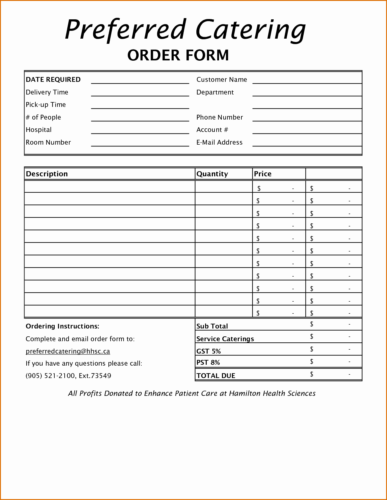 Catering event order form Template Elegant 8 order forms Template