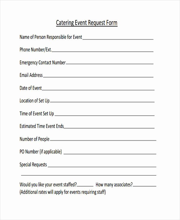 Catering event order form Template Inspirational Free 38 Sample event forms In Word