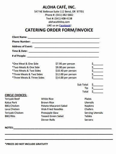 Catering event order form Template Luxury Catering Invoice Template 7