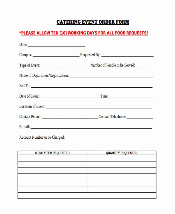 Catering event order form Template New Free 38 Sample event forms In Word