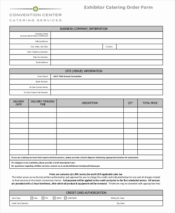 Catering order form Template Free Best Of 16 Catering order forms Ms Word Numbers Pages