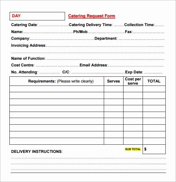 Catering order form Template Free Best Of Free 17 Catering Invoice Samples In Google Docs