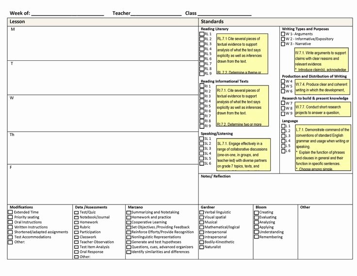 Ccss Lesson Plan Template Awesome Lovely Ccss Weekly Lesson Planning Template