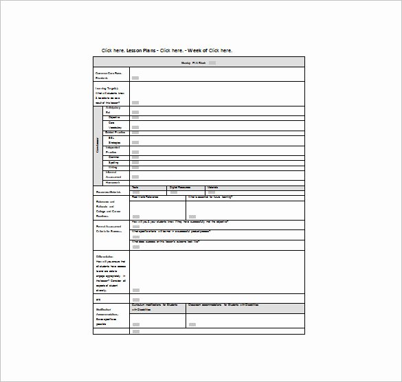 Ccss Lesson Plan Template Beautiful Mon Core Lesson Plan Template 8 Free Word Excel