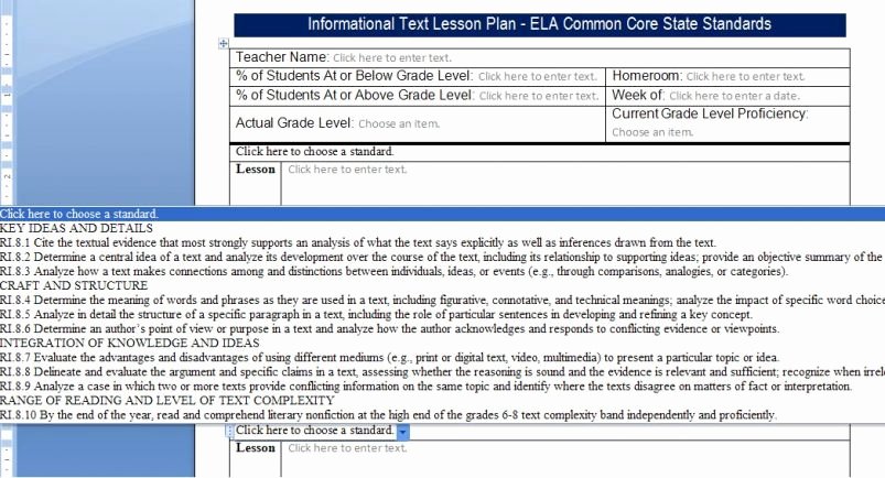 Ccss Lesson Plan Template Fresh Mon Core Lesson Plan Templates Ccss123