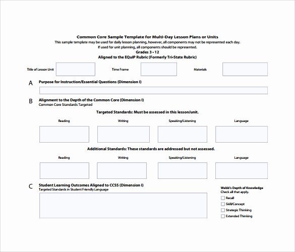 Ccss Lesson Plan Template New Free 7 Sample Mon Core Lesson Plan Templates In Google