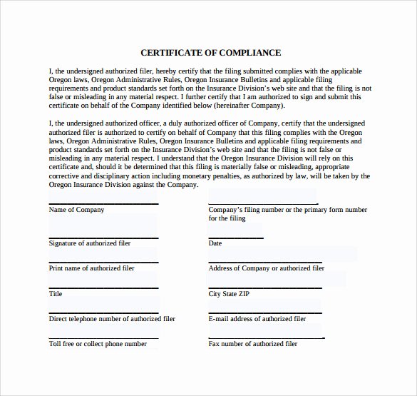 Certificate Of Conformity Template Awesome Sample Certificate Of Pliance 25 Documents In Pdf