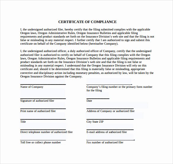 Certificate Of Conformity Template Awesome Sample Certificate Of Pliance 25 Documents In Pdf