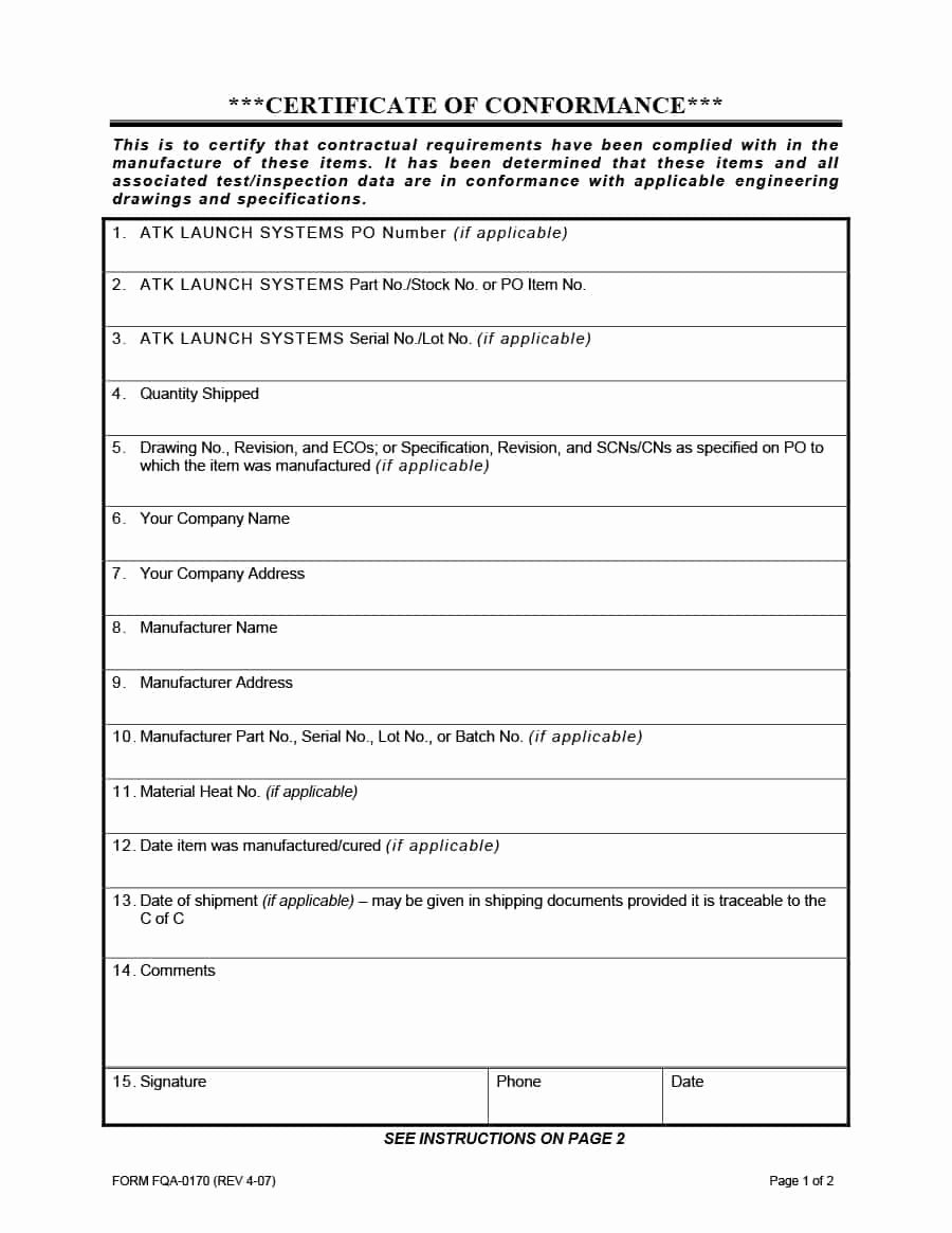 Certificate Of Conformity Template Best Of 40 Free Certificate Of Conformance Templates &amp; forms