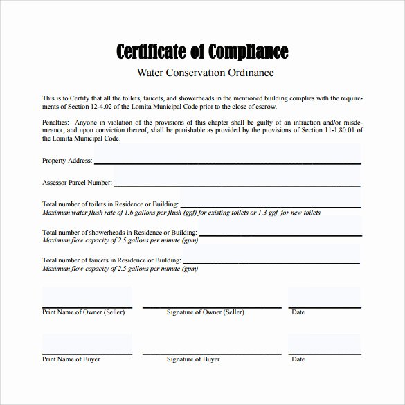 Certificate Of Conformity Template Elegant Sample Certificate Of Pliance 25 Documents In Pdf