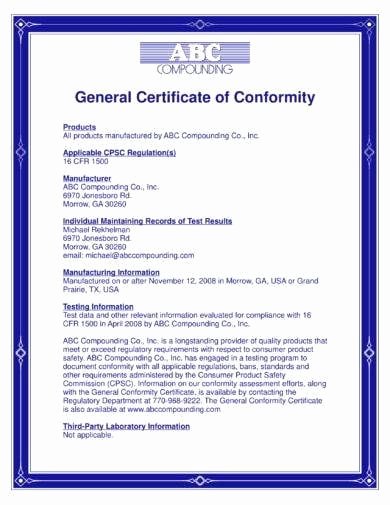 Certificate Of Conformity Template New 11 General Certificate Of Conformity Examples Pdf Word