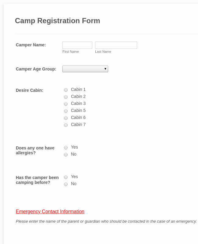 Cheerleading Registration form Template Beautiful Summer Camp Detailed Registration form Template