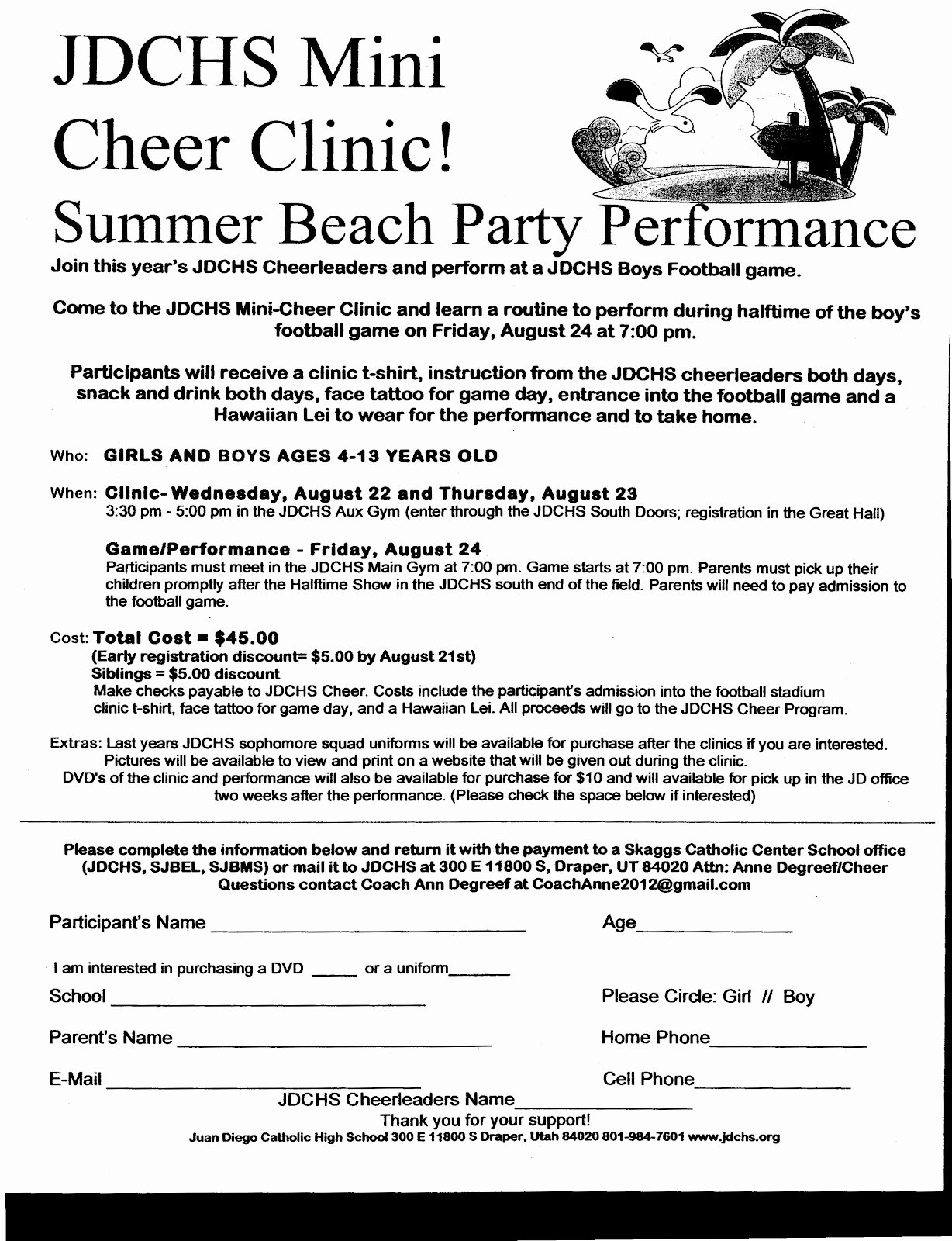 Cheerleading Registration form Template Best Of Jd Cheer Mini Cheer Clinic Flyer