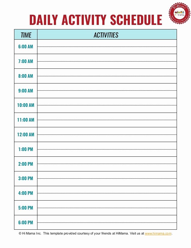 Child Care Schedule Template Best Of Daycare &amp; Preschool Daily Schedule