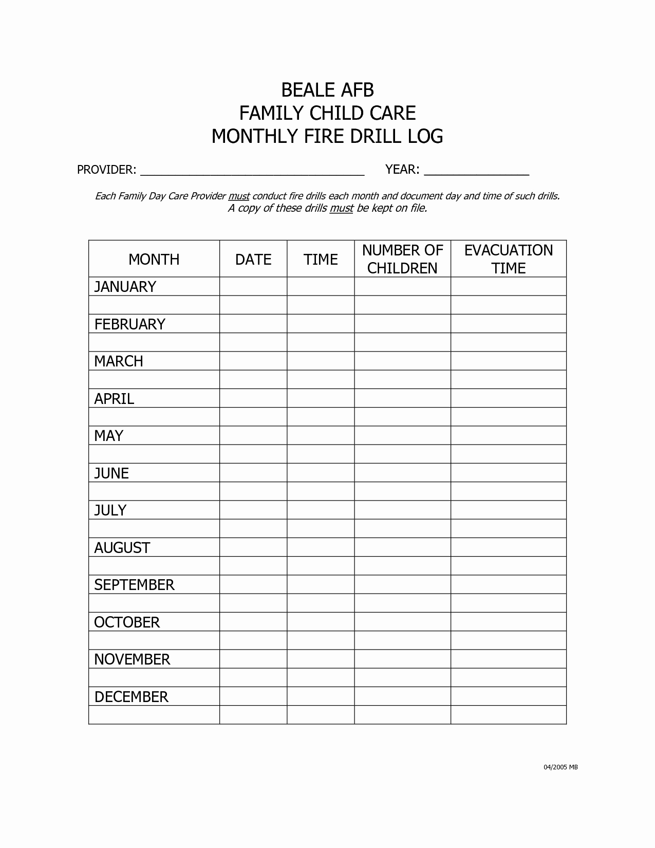 Child Care Schedule Template Lovely Fire Drill Log Template Google Search