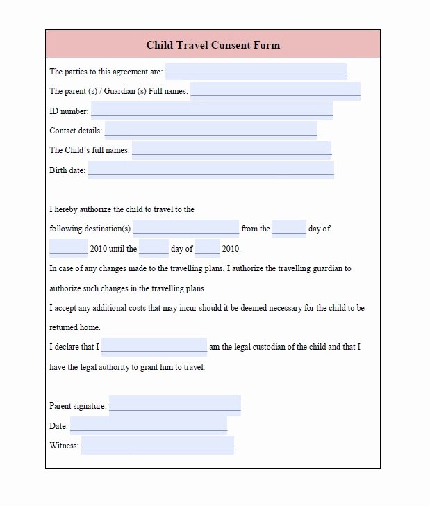 Child Travel Consent form Template Best Of Download Fillable Pdf forms for Free