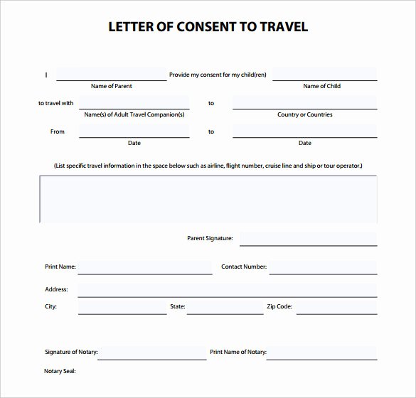 Child Travel Consent form Template Elegant 27 Of Template Letter Consent to Travel with