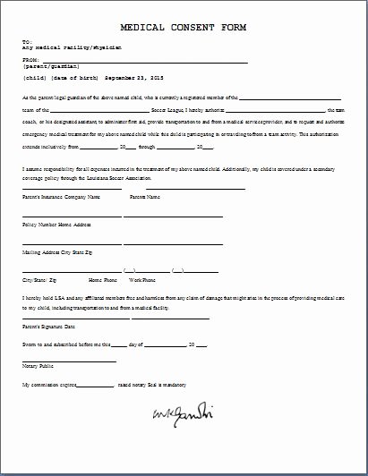 Child Travel Consent form Template Elegant Printable Ms Word Parent Consent forms