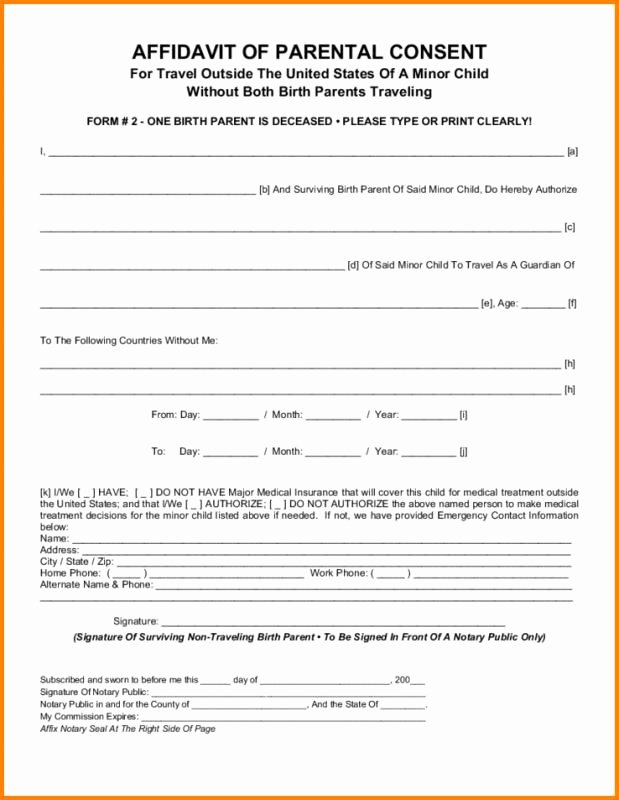 Child Travel Consent form Template Inspirational Parental Consent form