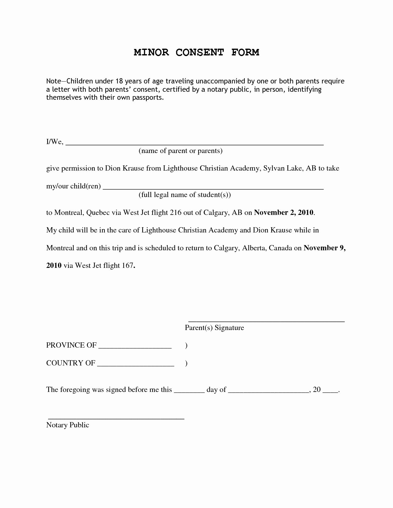 Child Travel Consent form Template Luxury Consent Permission Inside Letter for Children Travelling
