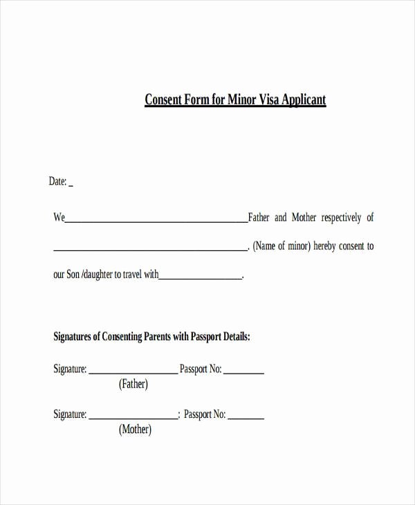 Child Travel Consent form Template Unique Free 7 Travel Consent form Samples In Sample Example format