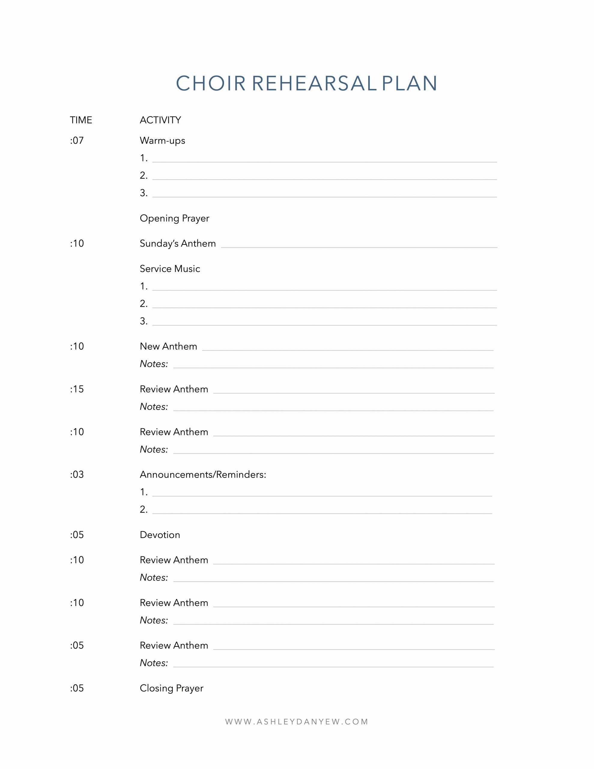 Choir Lesson Plan Template Best Of How to Plan A Productive Choir Rehearsal