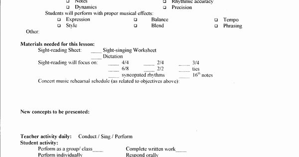 Choir Lesson Plan Template Best Of Lesson Plan Template – Middle School Chorus