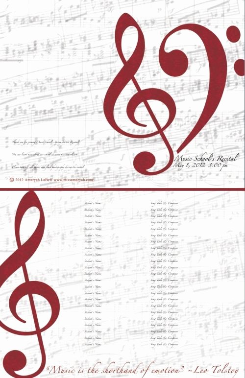 Choir Lesson Plan Template Fresh Free Customizable Recital or School Program Templates