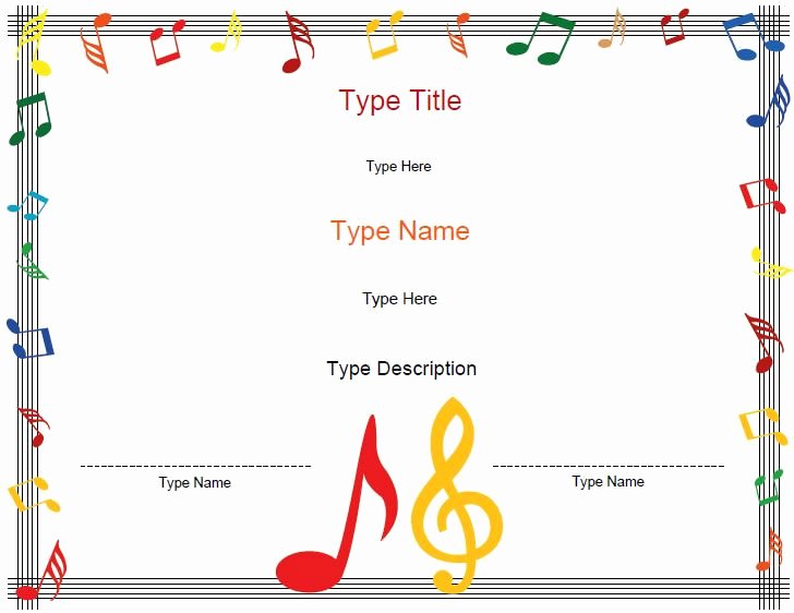 Choir Lesson Plan Template Lovely Printable Musical Certificates Type In Names