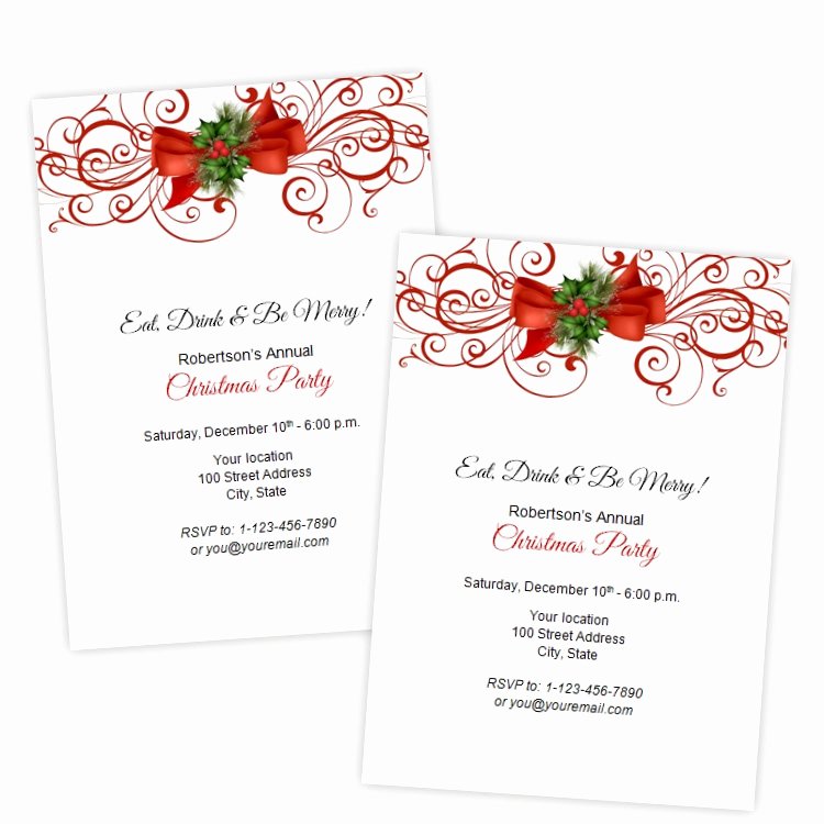 Christmas Party Invite Template Word Inspirational Christmas or Holiday Party Invitation Elegant Red Flourish