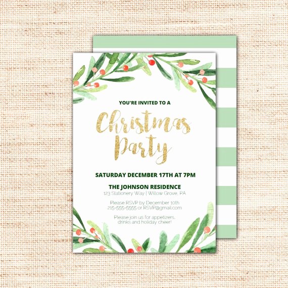 Christmas Party Invite Template Word Unique Holly Wreath Printable Christmas Party Invitation Template