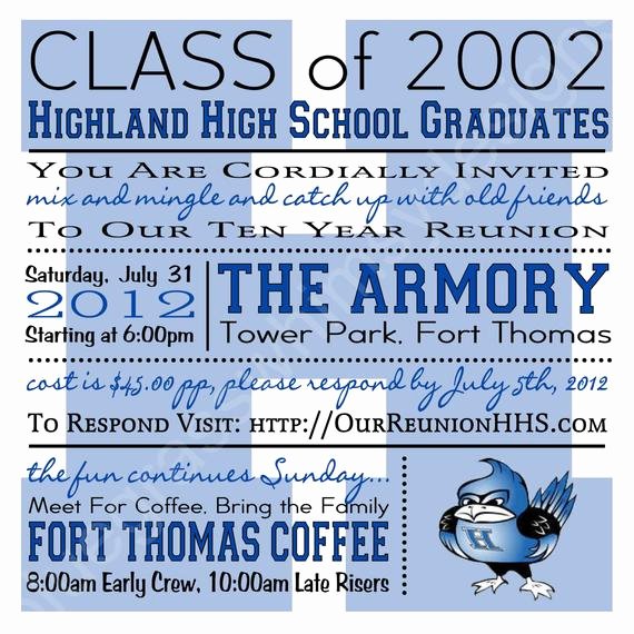 Class Reunion Invitation Template Best Of High School College Class Reunion Blue White Any Color