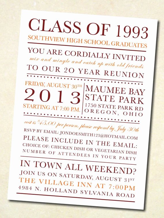 Class Reunion Invitation Template Fresh School Colors Class Reunion Invitation by Ayleighdesigns