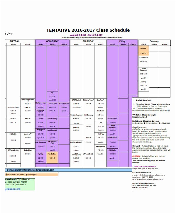 Class Schedule Template Excel Awesome Excel Class Schedule Templates 8 Free Word Excel Pdf