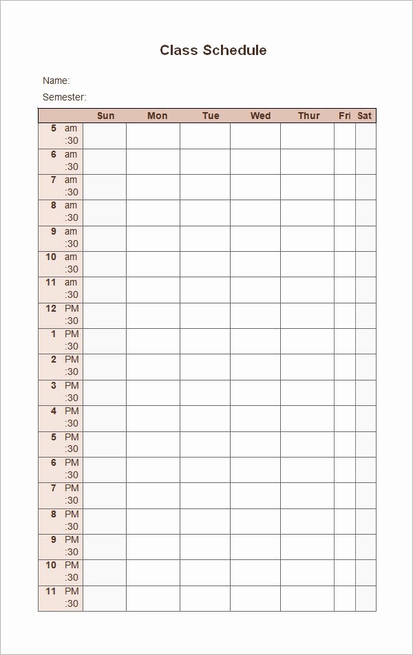 Class Schedule Template Excel Elegant Class Schedule Template 6 Download Free Documents In