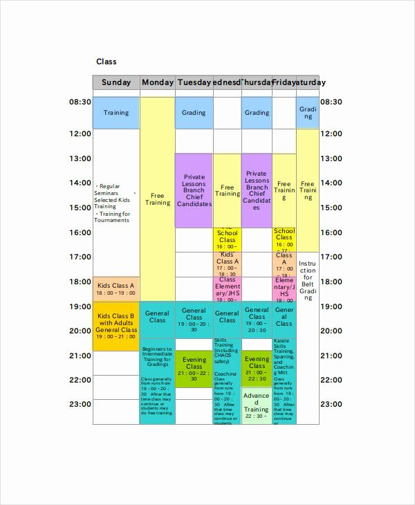 Class Schedule Template Excel New Excel Class Schedule Templates 8 Free Word Excel Pdf