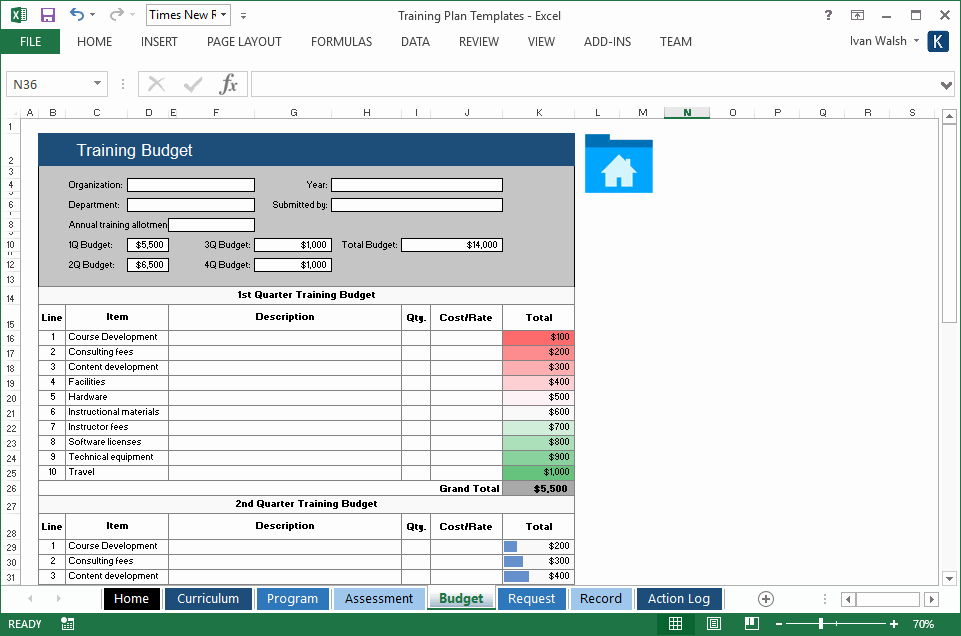 Class Schedule Template Excel New Training Plan Templates Ms Word 14 X Excel Spreadsheets