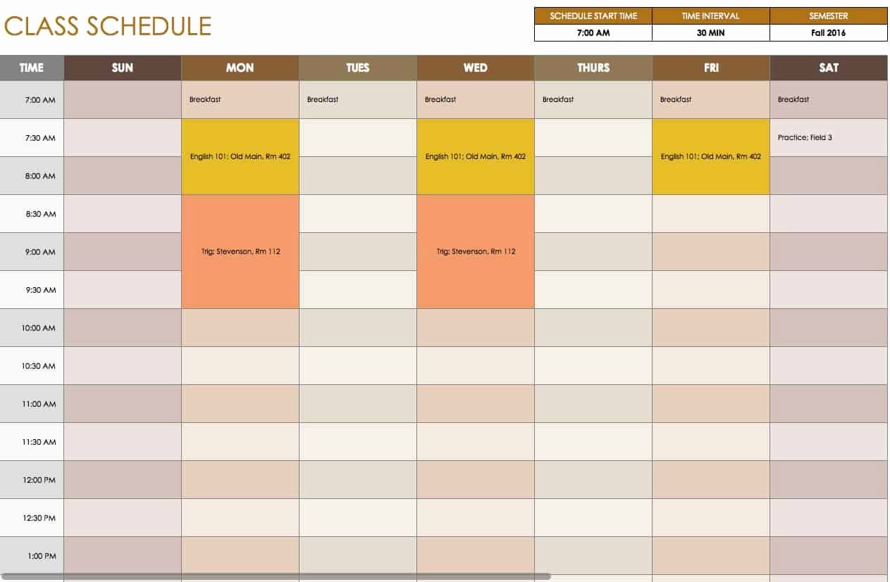 Class Schedule Template Online Beautiful Free Daily Schedule Templates for Excel Smartsheet