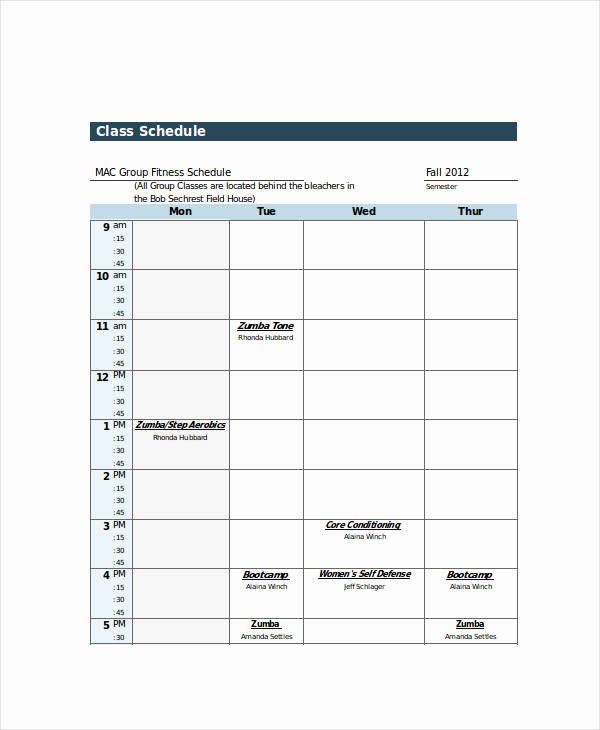 Class Schedule Template Online Elegant Excel Class Schedule Templates 8 Free Word Excel Pdf