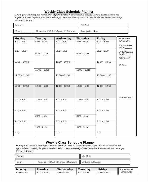 Class Schedule Template Online Lovely Weekly Schedule Template 10 Free Word Excel Pdf