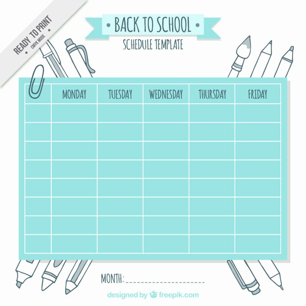 Class Schedule Template Online Unique Cute School Schedule Template with Drawings Vector