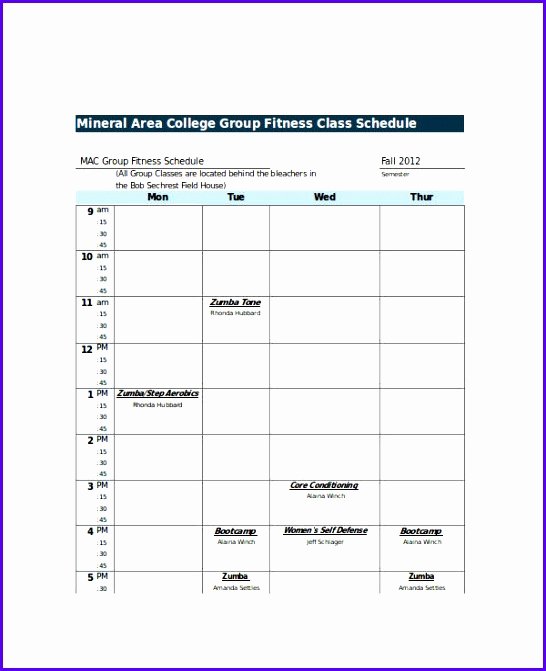 Class Schedule Template Word Best Of 6 Excel Class Schedule Template Exceltemplates