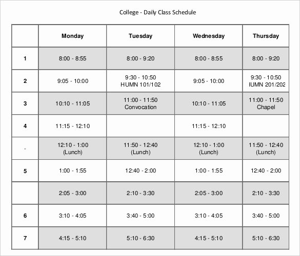 Class Schedule Template Word Best Of Daily Schedule Template 39 Free Word Excel Pdf